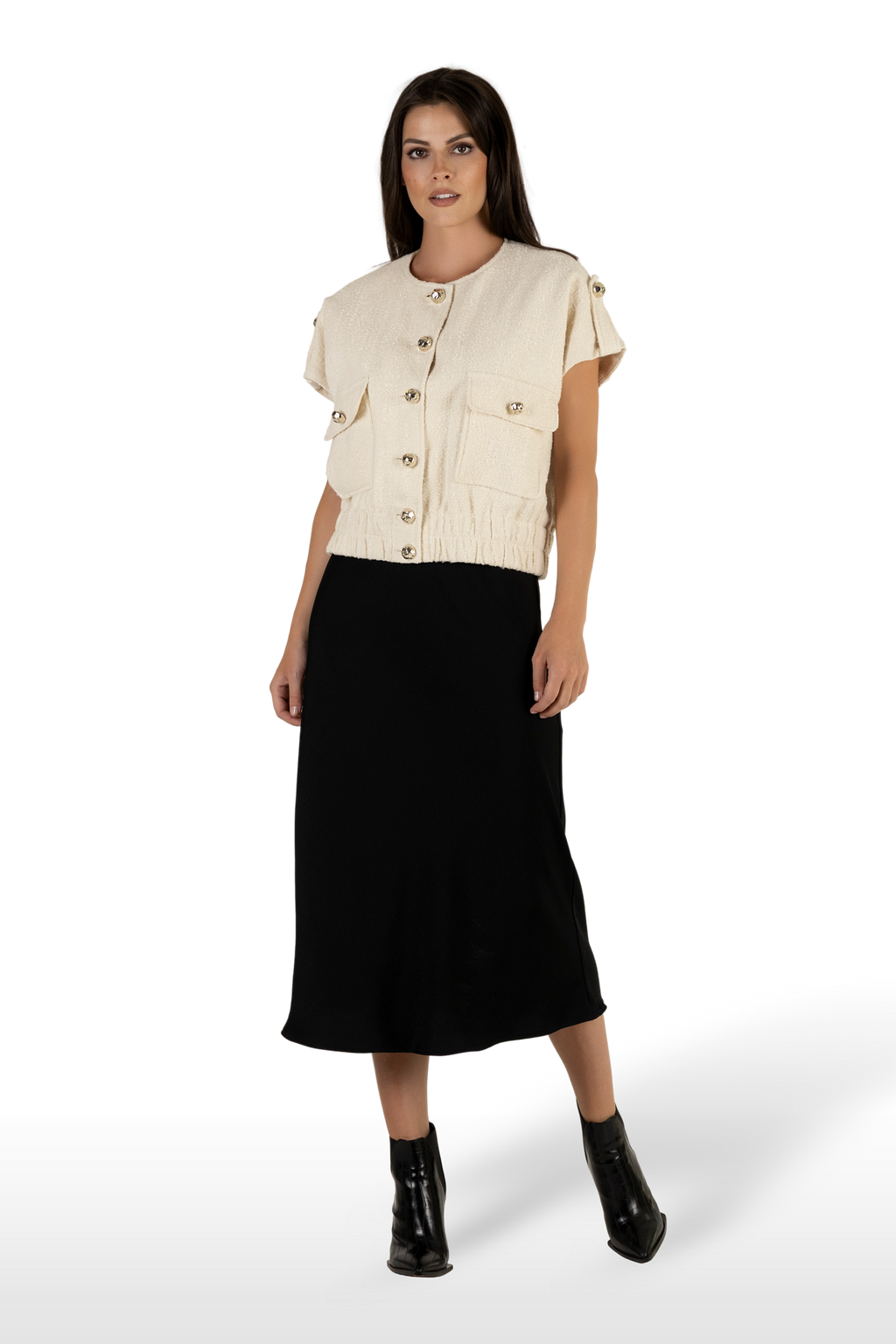 Къс елек SIMONA в бяло