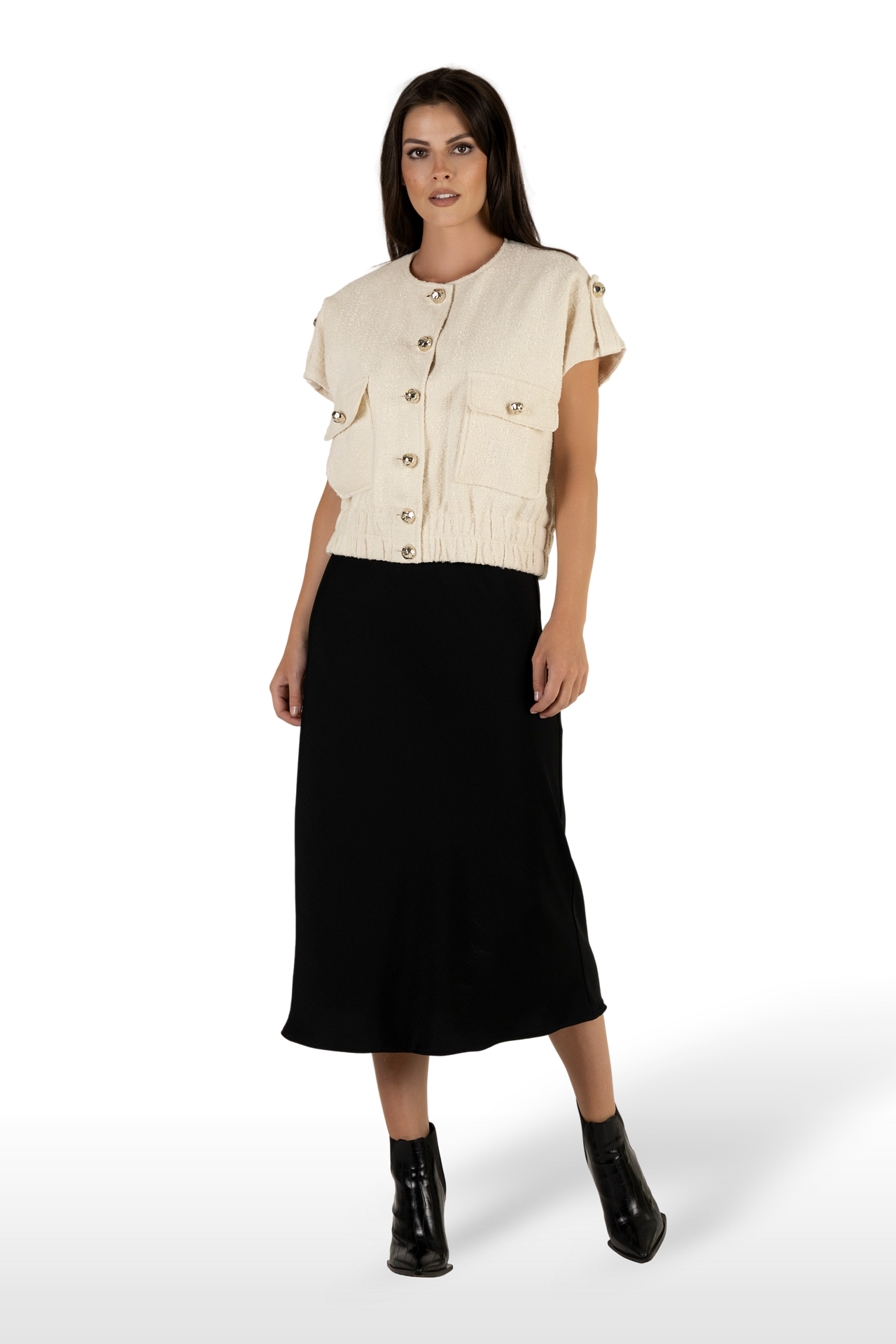 Къс елек SIMONA в бяло